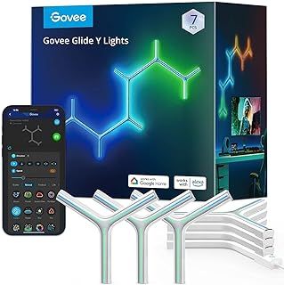 Govee Glide Y Wall Lights, RGBIC LED Gaming Lights, Smart Home Creative Decor Lamp with Music Sync & 40+ Sence Modes, Wi-Fi LED Wall Lamps for Gaming Room, Living Room, Bedroom, 7 Pack