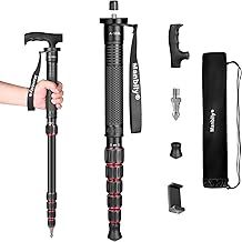 Manbily Monopods for Cameras with Handle Camera Monopod Walking Stick 61inches Portable Compact Travel Monopod Aluminum Alloy Stick Selfie Stick 6 Sections 15.4lbs for DSLR Video Camcorder Stand (Red)