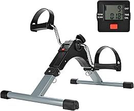 Shoze Pedal Exerciser with LCD Display Mini Exercise Bike Portable Folding Home Arm and Leg Trainer Adjustable Resistance Fitness Exercise Equipment for Women and Men