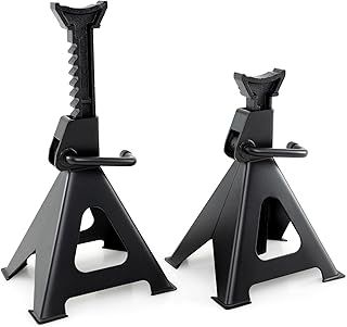 Jack Stands, 2PCS Axle Stands with Adjustable Heights, Heavy Duty Base & Handle Lock, 1 Pair SUV Sedan Coupe UTV Vehicle Lifting Garage Support (27000LBS/12 Tonnes, Black)