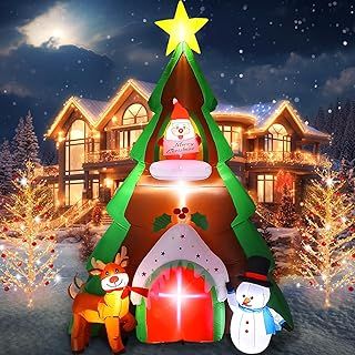 EBANKU Christmas Inflatables with LED LightsTree Decorations Outdoor, Blow up Christmas Inflatable Built in for Christmas Outdoor Yard Garden Decorations,Christmas Inflatable Nativity Scene (B)