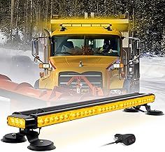 Esoldnic 33.5 Inch LED Strobe Flashing Light Bar, 66 LEDs Double Side High Intensity Emergency Warning Lights, 12-24V LED Amber Beacon with Magnetic Mounts for Vehicle Car Truck Trailer Roof (Amber)