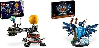 LEGO Technic Planet Earth and Moon in Orbit Model Building Set & Icons Kingfisher Bird Set, Model Building Kit for Adults