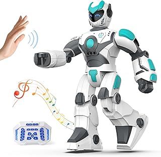 VATOS Remote Control Robot for Kids, 15.4" Programmable RC Robot Toy with Sing Dance, Gesture Sensing & Voice Control, Rechargeable Robot for Toddler Boys Girls 3 4 5 6 8+