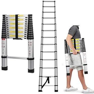 16.4ft 5M Aluminum Extension Foldable Telescopic Ladder Telescoping Straight Ladder Extendable Capacity Max Load 150kg/330lb EN 131 Light-Weight Fully Extened 5M