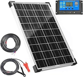 30W Solar Panel 12V Battery Chager + 10A PWM Charge Controller + Extension Cables…