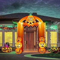 9 Feet High Halloween Inflatable Pumpkin Arch, Kalolary Blow up Pumpkin Gate Large Halloween Outdoor Indoor Decorations Holiday Yard Lawn Inflatables Decor for Home Family Halloween Party Supplies