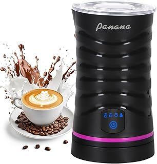 Panana Milk Frother Electric, Automatic Frother and Milk Steamer, Hot & Cold Milk Warmer, 430ml, Temperature Control Auto Shut-Off, for Coffee, Latte, Cappuccino, Chocolate (Black)