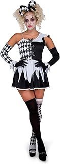 Karnival Costumes 81242 Evil Harlequin Girl Costume, Women, Black and White, Medium