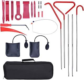 Car Tool Kit 24 Pieces, Professional Car Emergency Repair Kit, Essential Car Lockout Kit with Long Reach Grabber, Air Wedge Pump, J-Hook, Trim Removal Tool, Storage Bag for Cars Doors Windows