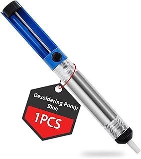 Desoldering Pump Blue, Solder Sucker, Manual Desoldering Tool, Lightweight Metal Housing with Teflon Tip, Soldering Gasket Removal Tool Electronic Components Repair Soldering
