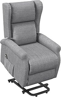 HOMCOM Power Lift Recliner Armchair, Electric Lift Chair for Elderly, Fabric Riser and Reclining Chair with Remote Control, Side Pockets, Extended Footrest, for Living Room, Grey