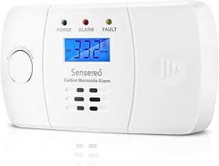 Carbon Monoxide Detector by Figaro Sensor, 10-Year Life Carbon Monoxide Alarm for Home Safety, Replaceable AA Batteries Included, CO Detector with LED/LCD Display, BS-EN50291 marked