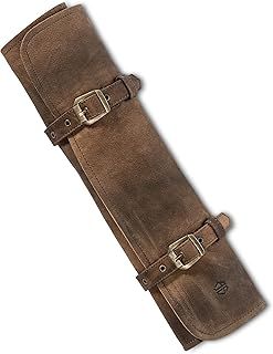 Angus Stoke Leather Knife Bag for Chefs, Genuine Leather Chef's Knife Roll, Large, Knife Bag, Chef's Knife, Lockable, Kitchen Bag Sam (Dark Brown-Antique)