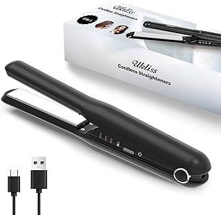 UKLISS Cordless Hair Straightener, Mini Travel Hair Straightener fpr Portable, with 3 Temperature Ceramic Plates, Straighteners and Curlers 2 in 1, Fast Heat Up