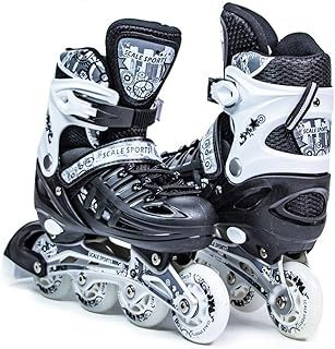Adjustuble Roller Skates with light up wheels for children and adults - Kids Inline Roller boots with storage bag for toddler, Roller blades for girls, boys, professional and beginner.