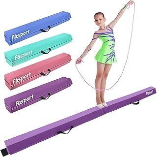 FBSPORT Gymnastics Beam 8ft 9ft 10ft PU Leather, Folding Balance Beam Gymnastics Equipment for Home Girls Kids Adults Training, with Carry Handles Anti-Slip Base