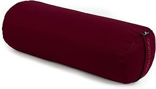 Yoga Studio Yoga Bolster Cushion | EU Organic Buckwheat Hulls Filling | (GOTS Certified) | Removable Washable Organic Cotton Outer Cover | Great for Yoga, Meditation
