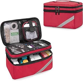 Trunab Small Medical Bag Empty, Medicine Travel Storage Bag for Emergency Medical Kits, Red (Empty Bag), Patented Design