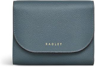 Radley London Embankment Way Small Flapover Purse for Women, in Grained Blue Leather with Press Stud Fastening & 7 Card Slots