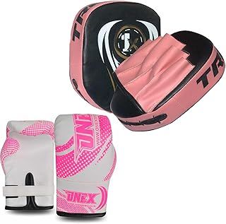 Boxing Gloves & Focus Pads Set – 2oz Kids Boxing Gloves & Hook and Jab Pads for Training, Kickboxing, Muay Thai, Punch Bag, Sparring, MMA, Martial Arts, Taekwondo, Home & Gym Workout Equipment