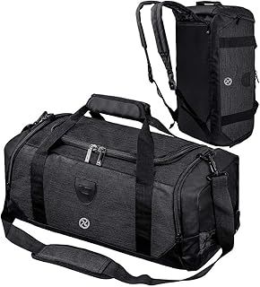 Gym Duffle Bag Backpack Waterproof Sports Duffel Bags Travel Weekender Bag for Men Women Overnight Bag with Shoes Compartment Black