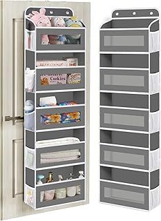 KYEVIS Over The Door Organizer Storage, 5 Shelves Door Organizer Hanging with 10 Mesh Pockets, Behind Door Storage - Ideal for Newborn, Nursery, and Baby Essentials Daily Use（Dark Gray）