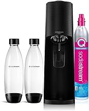 sodastream Terra Value Pack x2 gasator with 2 Dishwasher-Safe Fused Bottles of 1L and 1 Cylinder of CO2 Quick Connect for Gassing up to 60L, Black matt