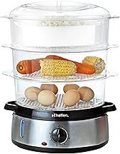 Premium Healthy Eating Electric Food Steamer Machine Large 9L Capacity 3 Tier Rice Meat Vegetable Food Steaming Cooker | Stainless Steel Silver & Black | 60 Minute Timer