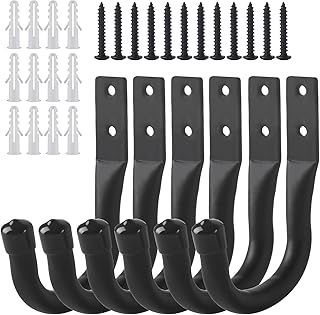Garage Hooks, 6 Pcs Ladder Storage Hooks for Hanging Heavy Duty Hooks, Wall Mounted Garage Hanger Brackets for Wall Bike Chair Garden Hose Tool Storage