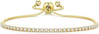 Philip Jones Gold Plated 2mm Adjustable Tennis Bracelet Created with Zircondia® Crystals