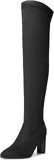 DREAM PAIRS Women's Over The Knee Stretch Thigh High Boots Chunky High Heels Pointed Toe Long Fall Boots