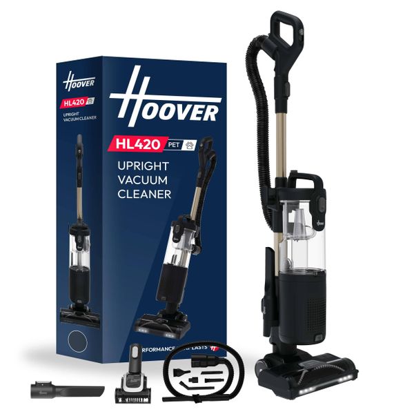 Hoover HL420 Pets Upright Vacuum Cleaner, 850w, H13 HEPA Anti-Allergy Filter, Includes Car Detailing Kit, 2-in-1 Upright & Handheld, 2.5L Bin, LED lights, Lightweight Under 5kg, Pet Hair [HL420PTC]