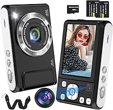 Digital Camera,Bofypoo 4K Autofocus Vlogging Camera with 32G Memory Card Front and Rear Dual Cameras,48MP Compact Digital Camera with 16X Digital Zoom for Beginners(Black)