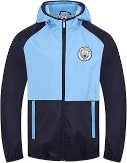 MANCHESTER CITY Boys Jacket Shower Windbreaker Kids Official Football Gift