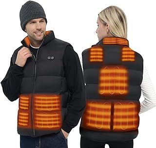 DR.PREPARE Heated Gilet with 7.4V DC Port, Unisex Heated Vest with 10 Heating Zones & 3 Heat Levels, Fluffy Heated Body Warmer Jacket