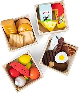 Melissa & Doug Wooden Food Groups | Wooden Toys | Pretend Play | Play Food Toy for Kids | 3+ | Gift for Boy or Girl