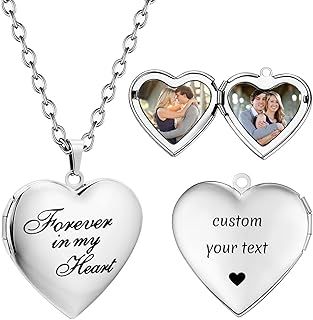 Customisable Photo Lockets Necklace Personalised Locket Necklaces for Women That Holds Pictures Gifts for Women & Girls
