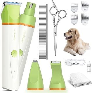 Dog Grooming Clipper Kit, Quiet Cordless Pet Clipper for Dogs & Cats, Silent Dog Cat Shaver for Paws, Claws, Eyes, Ears, Face with Grooming Scissors Comb, Green