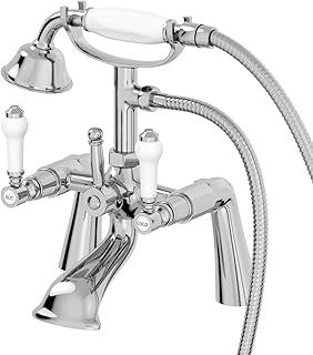 Winchester Bathroom Bath Shower Mixer Tap Handset Hose Attachment Twin Lever Handle for Bathtub Traditional, Chrome