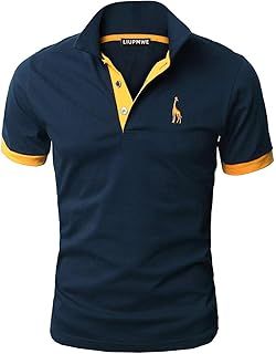 LIUPMWE Mens Polo Shirts Short Sleeve Giraffe Embroidery Golf T-Shirt S-3XL