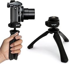 PT310 Mini Lightweight Table Top Stand Tripod and Grip Stabilizer Compatible with Digital Camera, DSLR, Video Camera & Camcorder - Black
