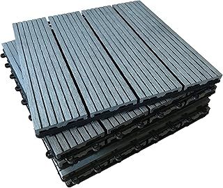 CLICK-DECK Composite Decking Tiles | Patio, Balcony, Concrete, Hot Tub Deck Tiles | 30x30cm Square Connect Flooring | Easy Installation | Low Maintenance | Great Drainage (6x Deck Tiles, Grey)