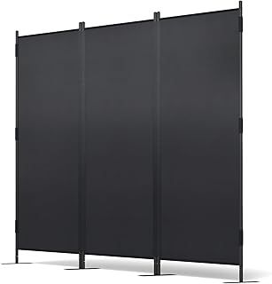 3 Panel Room Divider, 7 FT Folding Privacy Screen, Foldable Freestanding Screens, Movable Paravent Partition Separator for School, Bedroom, Living Room, Office, Garden (223 x 184cm, Black)