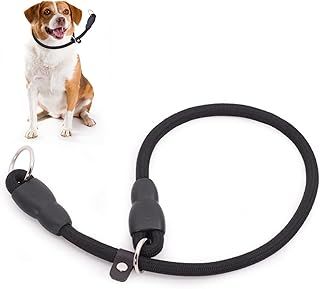 Dog Collar Slip Collar for Dogs Training Choke Collar for Dog Training Collar Round Nylon Rope Collar P-Collar No Pull Dog Chain for Small Medium Large Dogs, Training Lead for Dog (M, Black)