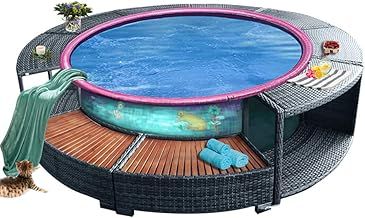 Panana Rattan Spa Surround Hot Tub Surround Swimming Pool Spa Accessory Wicker Weave Furniture Garden Shower Outdoor Patio Lawn Backyard (Mixed Grey)
