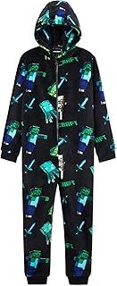 Minecraft Boys Fleece Onesie, Hooded Onesie Pyjamas - Gifts for Gamers