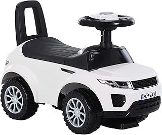 HOMCOM 3-in-1 Ride On Car Foot To Floor Slider Toddler w/Horn Steering Wheel NO POWER Manual Under Seat Storage Safe Design for 1-3 Year Old White