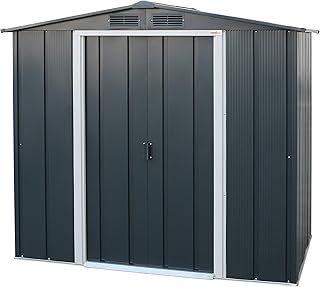 Duramax ECO 6 x 4 (2.47 m2) Metal Garden Storage Shed, Hot-Dipped Galvanized Metal Garden Shed, Tool Storage Shed, Strong Reinforced Roof Structure, Maintenance-Free Metal Shed, Anthracite