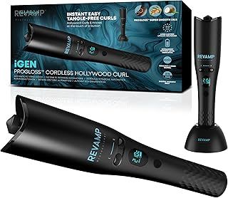REVAMP iGEN Hollywood Curl Cordless Hair Curler, Automatic Rotating Styler - Ceramic, Ionic Barrel, Waver for Tight Curls, Beach Waves - Rotating Hair Styler, Wavy Hair Curler Tong